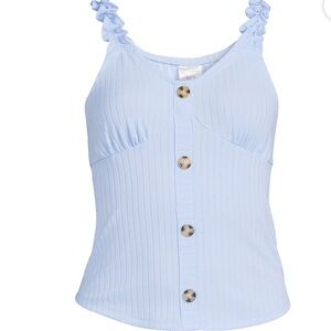 NOBO Blue Ribbed Sleeveless Tank Top